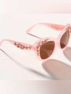 Anthropologie Floral-Trimmed Cat-Eye Sunglasses